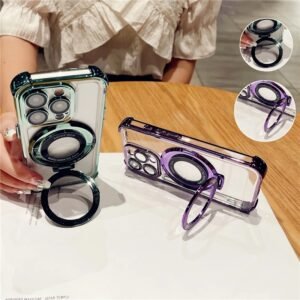 Coque de Protection Intégrale Arrière PC avec Support Magnétique pour iPhone