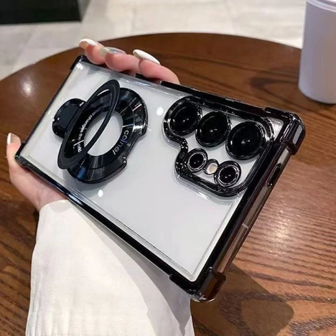 Étui de téléphone en PC translucide magnétique de luxe avec charge sans fil, support antichoc pour Samsung – Image 4