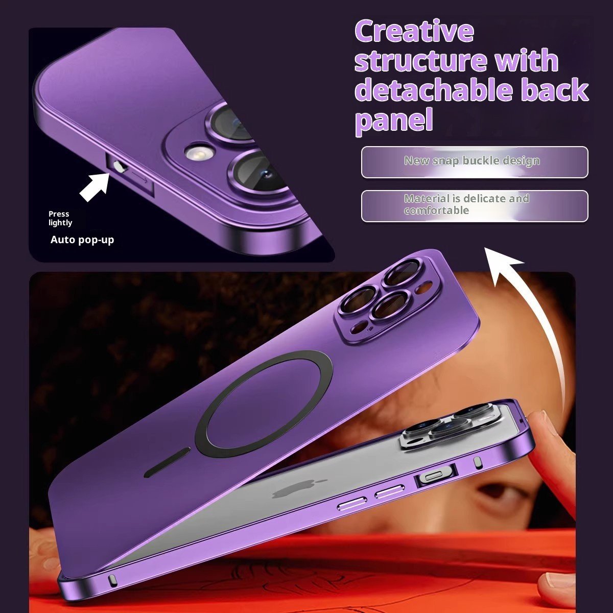 🔥 Étui Magnétique de Luxe en Aluminium – En Cadre métallique pour iPhone